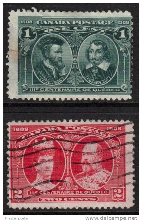 Canada Scott 97/98 - SG189/190, 1908 Tercentenary Of Quebeq 1c & 2c Used - Usati