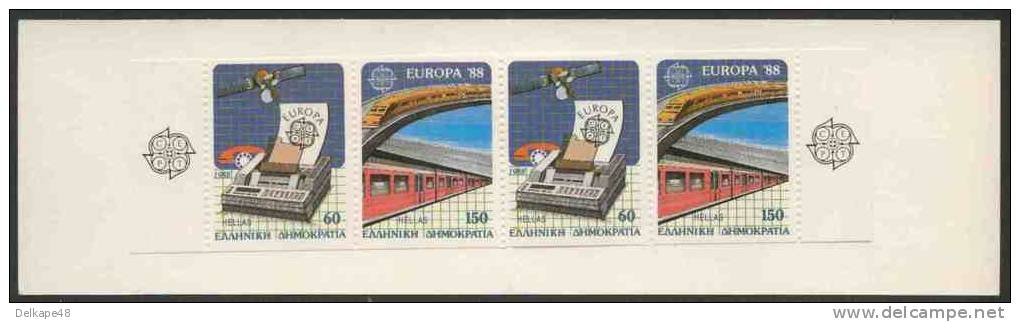 Greece Grece Hellas 1988 MH 8 (Mi 1685 C-1686 C) ** Booklet : Modern Express And Commuter Trains - Europa Cept - Carnets