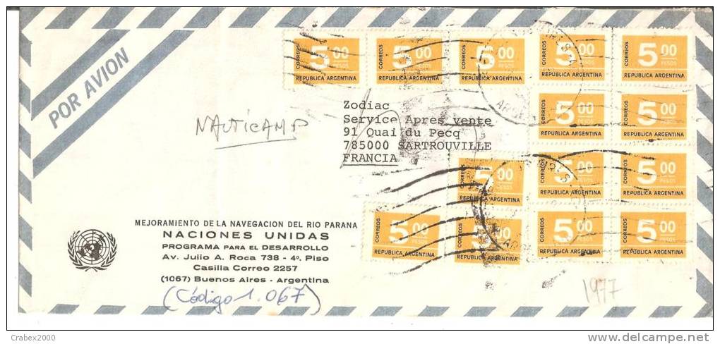 N°Y&T 1043X14 BUENOS AIRES  Vers   FRANCE     Le   1976 - Brieven En Documenten