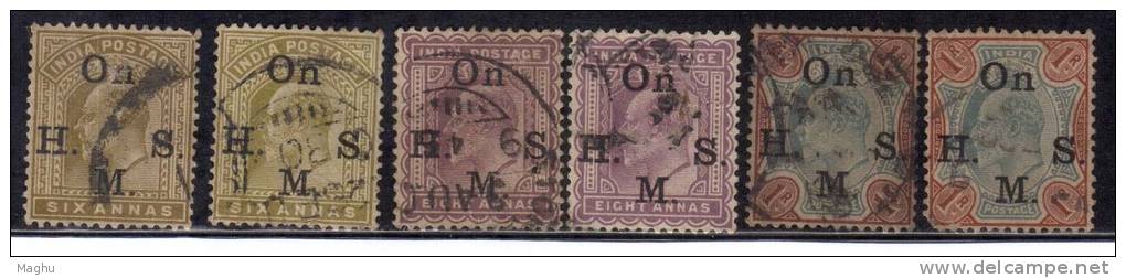 Colour / Shades Variety, British India Used, SERVICE, Edward Series., - 1902-11 King Edward VII