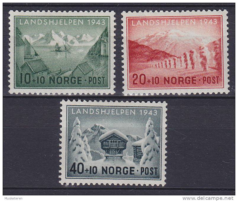 ## Norway 1943 Mi. 292-94 Norwegische Landeshilfe Complete Set MH* - Neufs