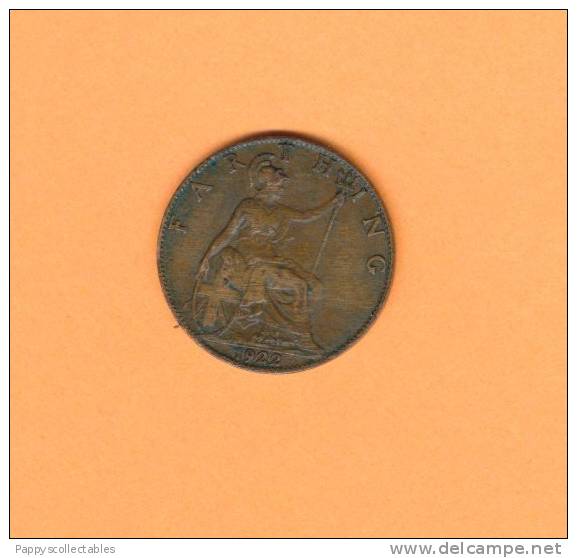 Great Britain Farthing 1922 UK King George V - B. 1 Farthing