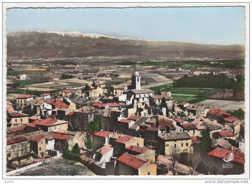 CPSM COLORISEE EN AVION AU DESSUS DE... MORMOIRON, VUE GENERALE ET LE MONT VENTOUX, VAUCLUSE 84 - Mormoiron