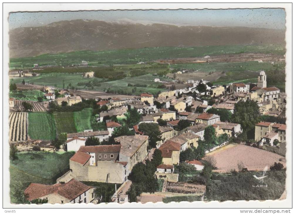 CPSM COLORISEE EN AVION AU DESSUS DE... MORMOIRON, VUE GENERALE ET LE VENTOUX, VAUCLUSE 84 - Mormoiron