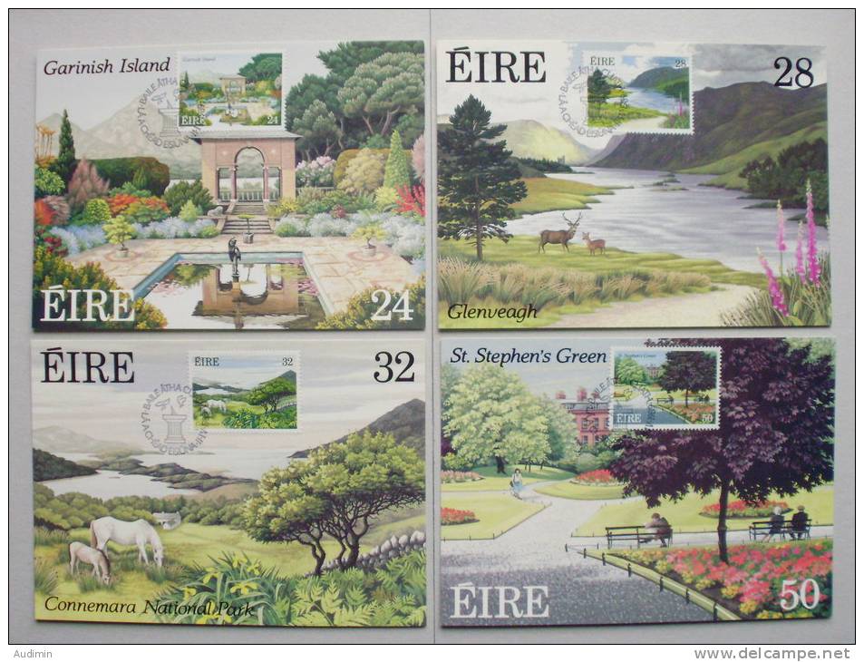 Irland 675/8 MK/MC ESST, Amtlich Nr. 1-4/1989, Parks Und Gärten - Cartes-maximum