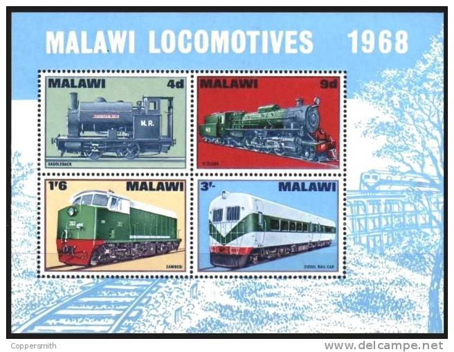 (020) Malawi  Railways Sheet / Bf / Bloc Locomotives / Chemins De Fer / Eisenbahn  ** / Mnh  Michel BL 11 - Malawi (1964-...)