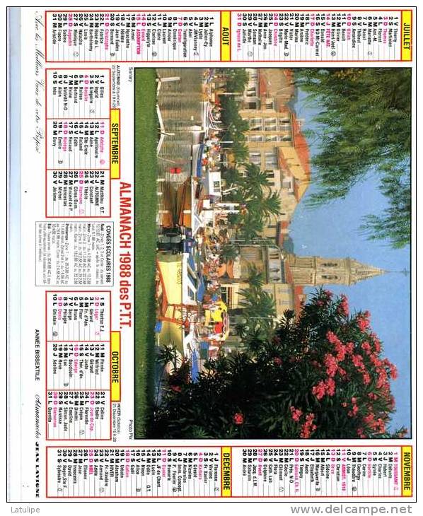 Calendrier  G-F  Des  Postes Des Landes  40 De 1988 - Grand Format : 1981-90