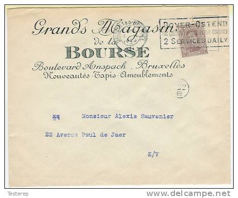 K.Albert 1  20ct Brussel 7.2.1926 Grands Magasin De La Bourse + Vlamstempel DOVER-OSTEND - 1894-1896 Exhibitions