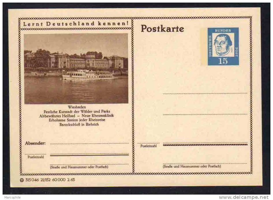 WIESBADEN - SCHLOSS - ALLEMAGNE - RFA - BRD / 1963 ENTIER POSTAL ILLUSTRE # 21/152 (ref E89) - Cartoline - Nuovi