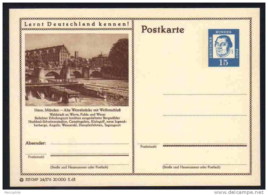 HANN. MÜNDEN - ALLEMAGNE - RFA - BRD / 1963 ENTIER POSTAL ILLUSTRE # 24/176 (ref E113) - Postkarten - Ungebraucht