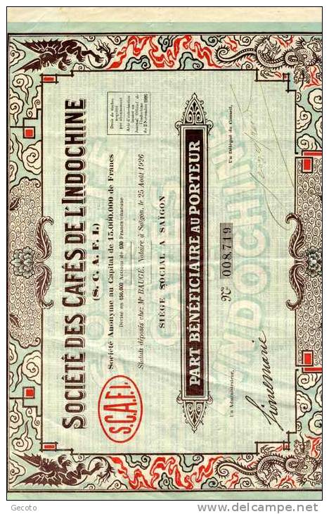 Cafés De L'INDOCHINE EN 1926 - Asie