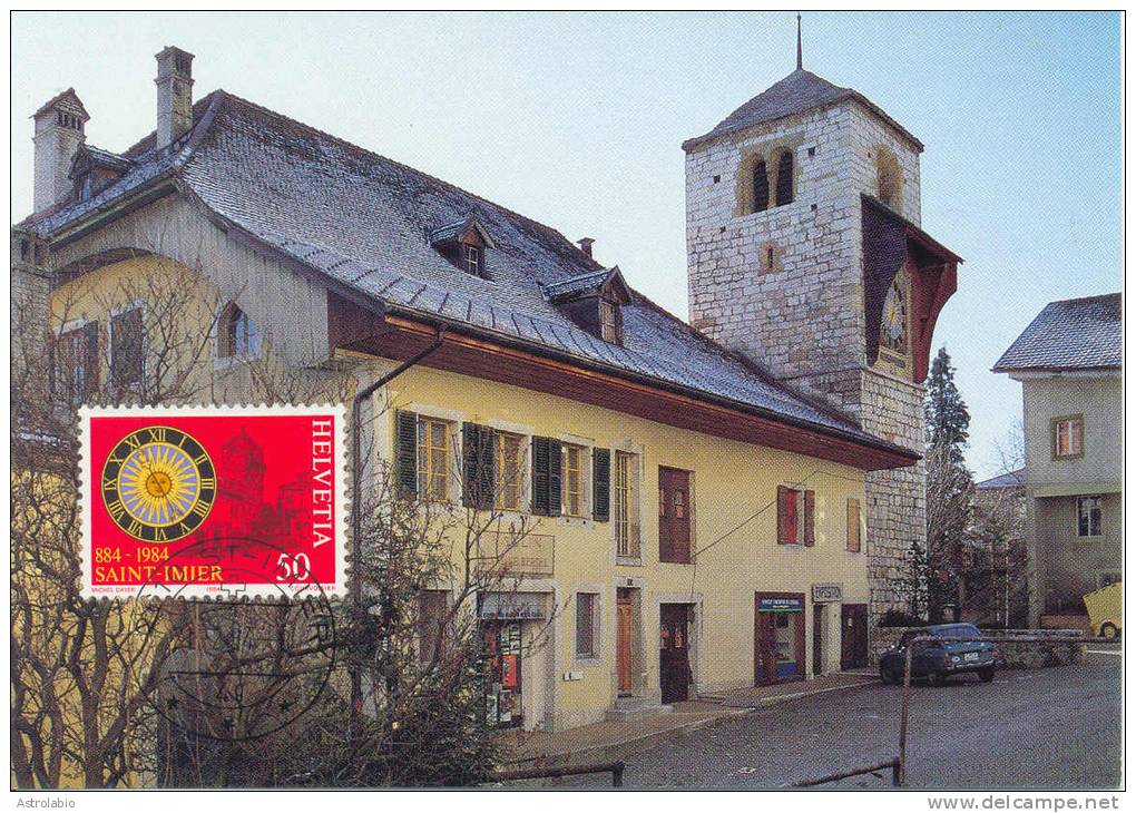 Cadran De Saint- Imier 1984 Suisse Carte Maximum Yvert 1197 - Horlogerie