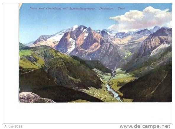 Litho Fassa Und Contrintal Mit Marmolatagruppe Dolomiten Tirol Um 1920 - Trin