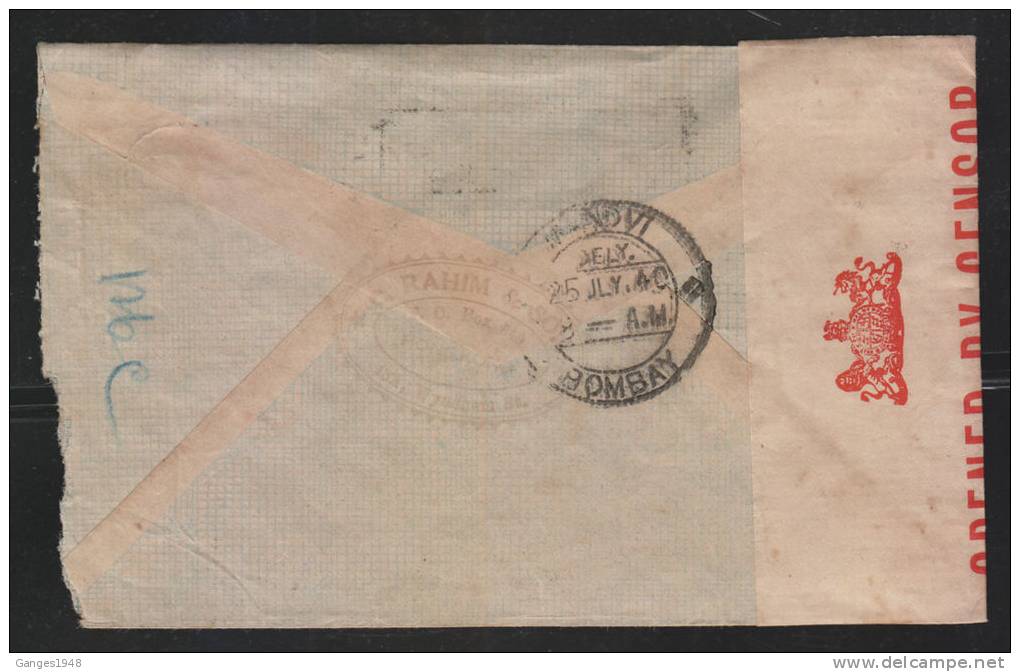 HONG KONG  20 JLY 40  KG VI  $1.15 Rate Airmail Cover To India  # 37366 - Briefe U. Dokumente