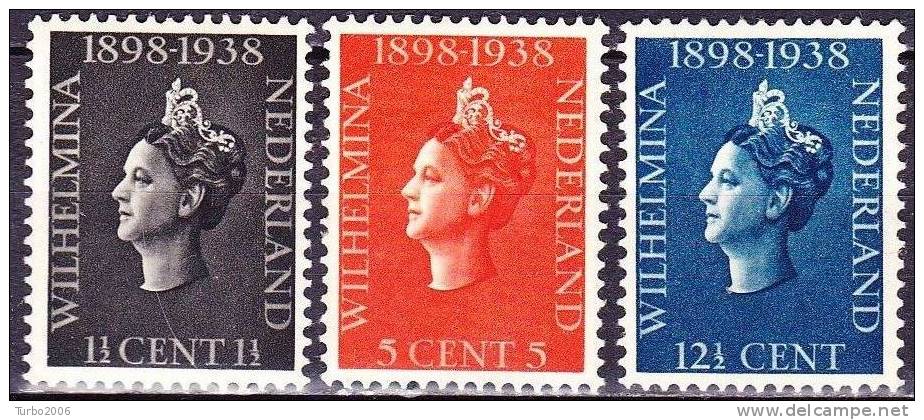 1938 40 Jarig Regeringsjubileum Koningin Wilhelmina Ongestemplde Serie NVPH 310 / 312 - Unused Stamps