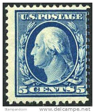 US #335 Mint Hinged 5c Washington From 1908 - Ungebraucht