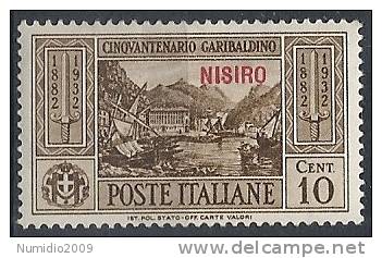 1932 EGEO NISIRO GARIBALDI 10 CENT MH * - RR10908 - Aegean (Nisiro)