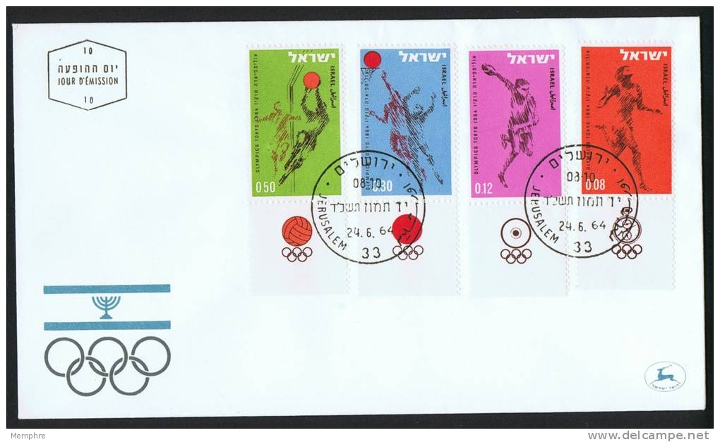 1964   Jeux Olympiques  Tokyo  Avec Tabs  FDC - FDC