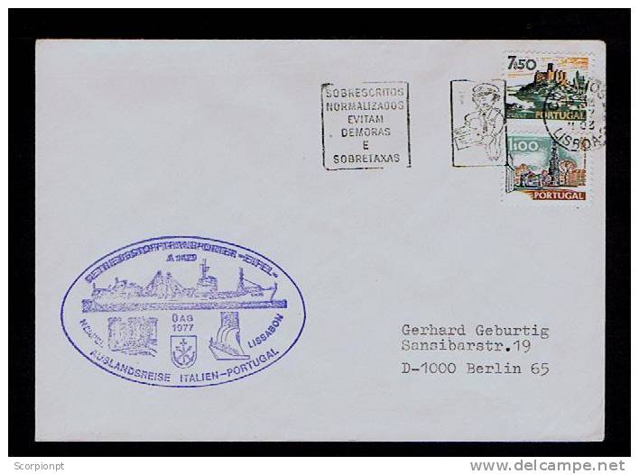 Portugal Maritime Mail Lisbon - Neapel (Italy) Navy Force EIFEL War Ships Bateaux Monuments TORRE DE Belém  Sp2061 - Lettres & Documents