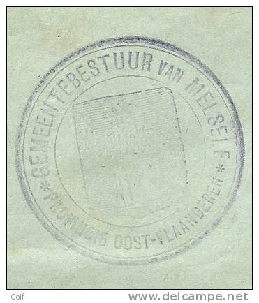 Brief "Gemeentebestuur" (communale)  Met Naamstempel MELSELE Als Noodstempel Gebruikt !!! - Fortune (1919)