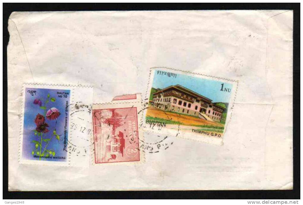 Bhutan  3  Stamps  Registered Cover To India  #  37228   Indien Inde - Bhoutan