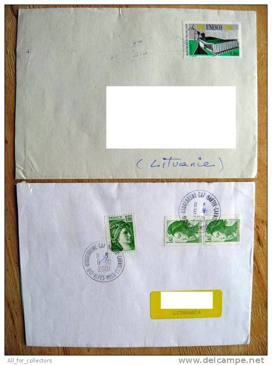 2 Covers Sent From France To Lithuania , Unesco - Briefe U. Dokumente