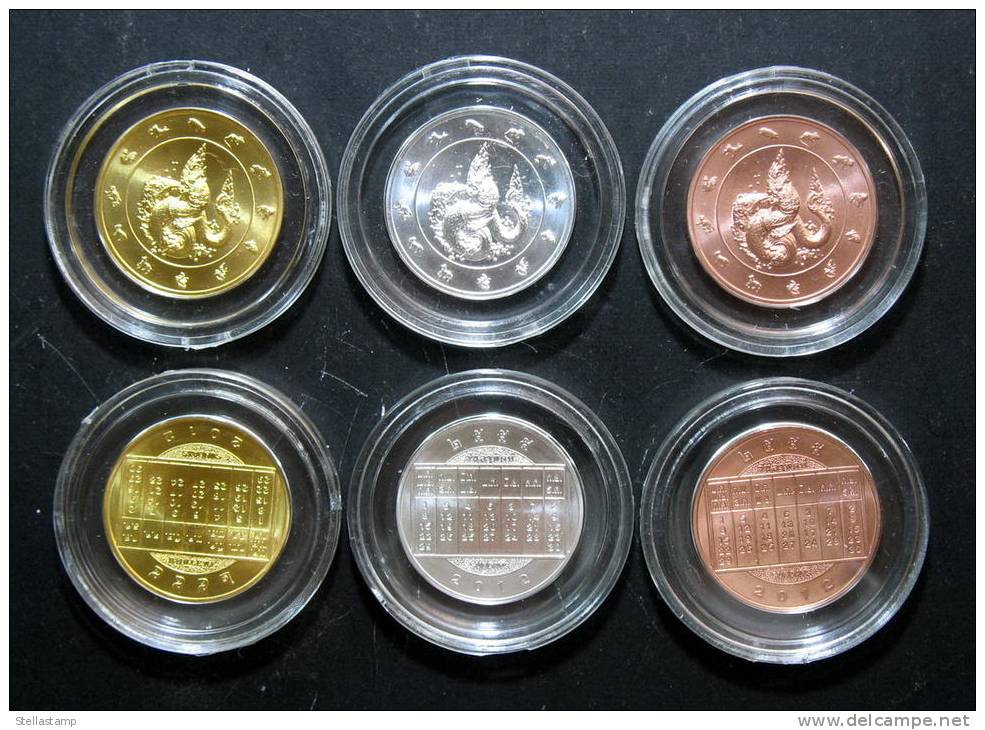 Thailand Comm 3 Coins 2012 Zodiac Year Of Dragon +NEW - Thailand
