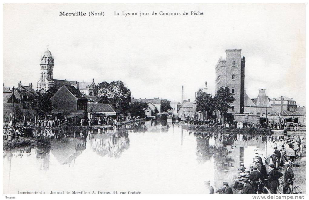 MERVILLE - UN JOUR DE CONCOURS DE PECHE  SUR LA LYS - BELLE CARTE ANIMEE -  TOP !!! - Merville