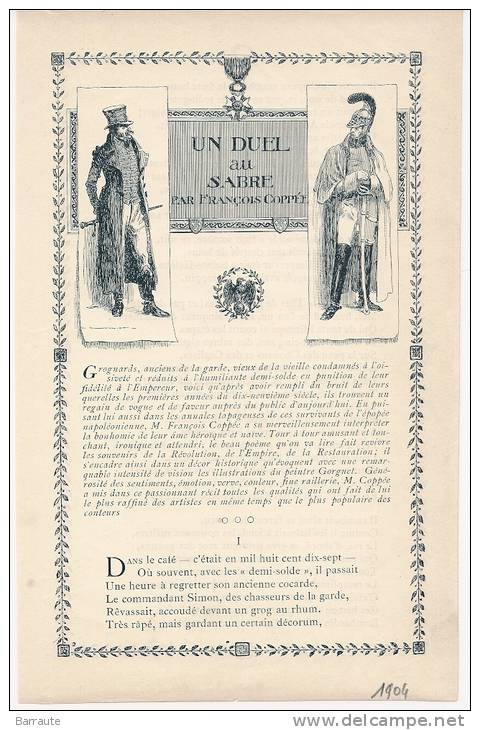 Nouvelle De 1904 " UN DUEL Au SABRE " Par François COPPEE " - Short Fiction