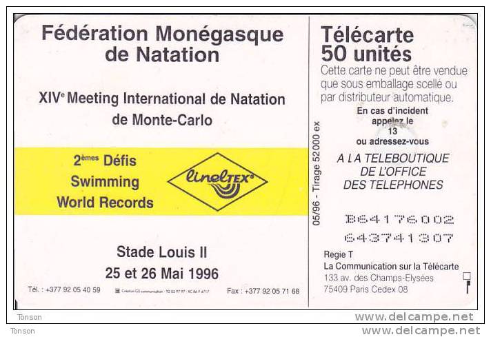 Monaco, MF39, 50 Units, Natation, Sport, 2 Scans. - Monace