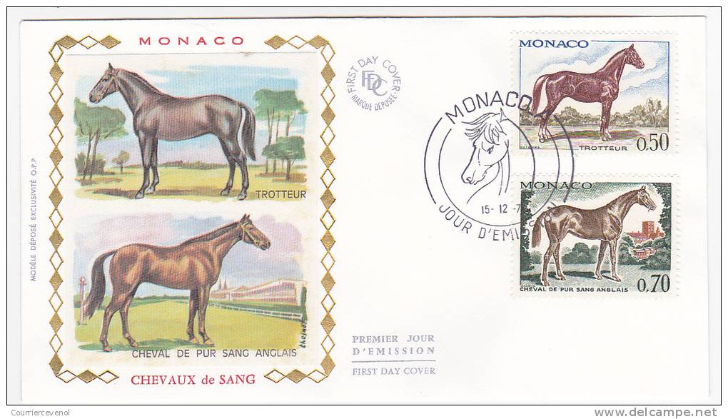 MONACO => FDC => 5 Enveloppes Chevaux De Sang ( Lascaux P.A Inclus) 1970 - Série Complète - FDC