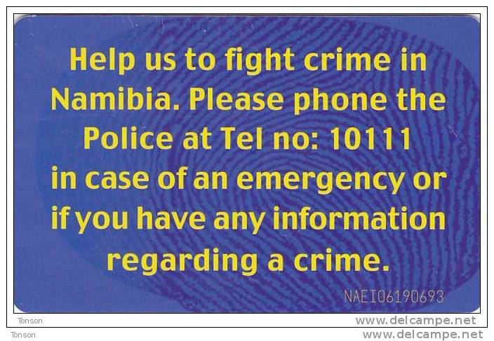 Namibia, NMB-218, Stop Crime, Hands, 1, 2 Scans. - Namibie