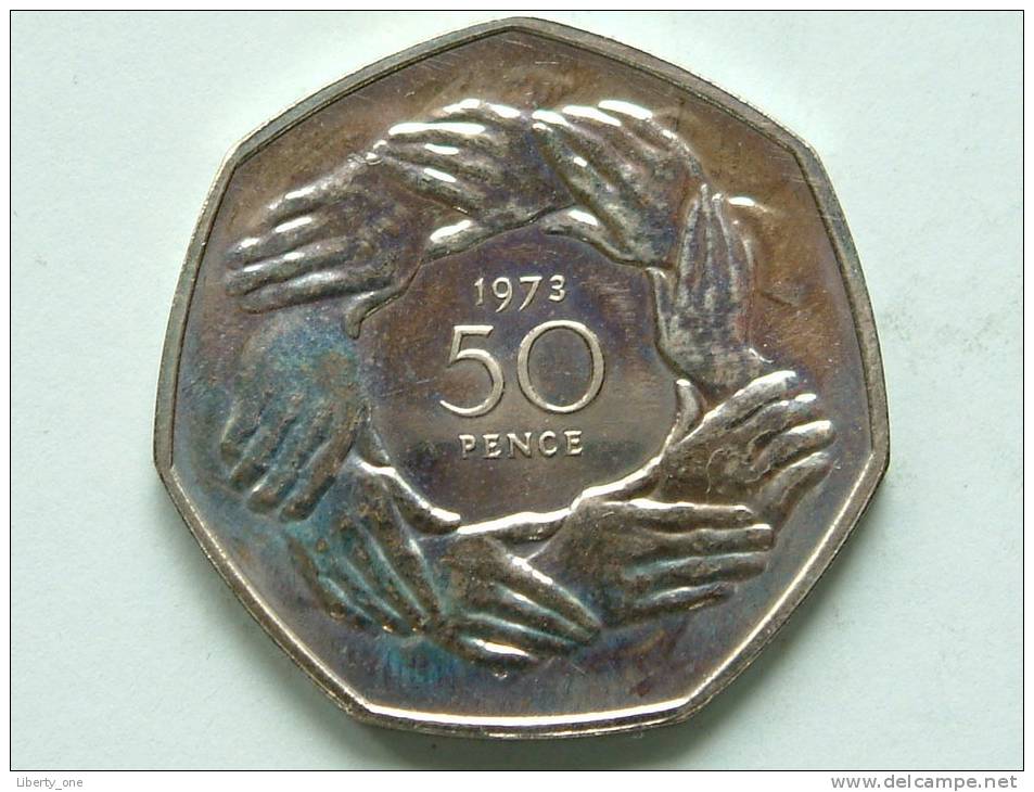 1973 - 50 PENCE / KM 918 ( Uncleaned - For Grade, Please See Photo ) ! - 50 Pence