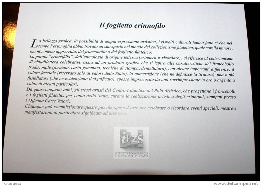 ITALIA 2012 FOGLIETTO ERINNOFILO ESPOSIZIONE FILATELICA "ROMA FIL 2012" POLIGRAFICO DELLO STATO - Sonstige & Ohne Zuordnung