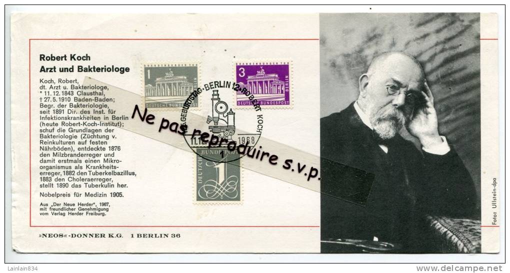 - BERLIN - Deutsche Bunderpost, 3 Timbres, Robert Koch,  Cachet  11- 12 - 1968, Rare, Bon état. - Sonstige & Ohne Zuordnung