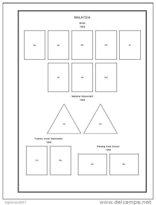 MALAYSIA STAMP ALBUM PAGES 1963-2011 (311 Pages) - Englisch