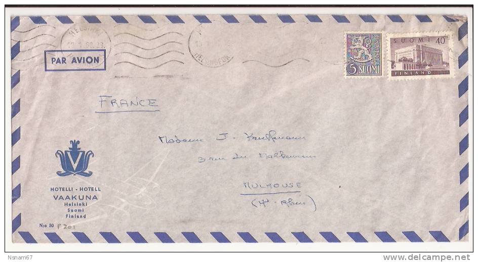 201 - HELSINSKI Vers FRANCE Mulhouse Haut Rhin - 1980 - Par Avion - - Storia Postale