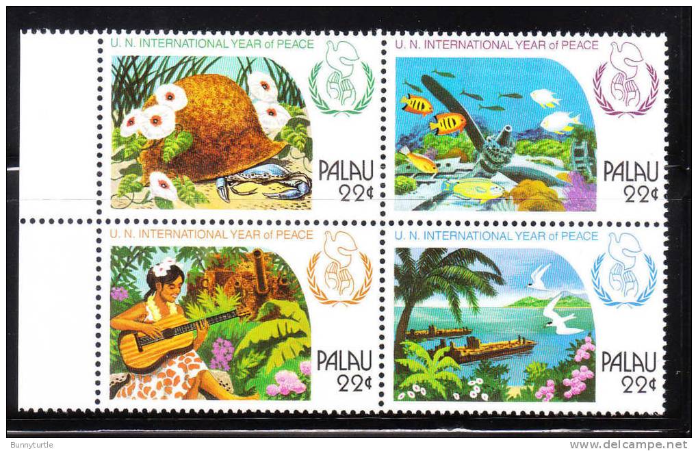 Palau 1986 Int´l Peace Year Blk Of 4 MNH - Palau