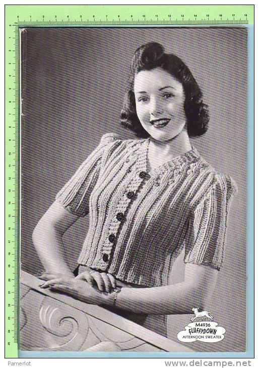 1940 Corticelli Hand Knit Sweaters + Cardigans ( 9 Models Sweater, Cardigan, Bed And Girl´s Jacket And Sleeveless ) - Wolle