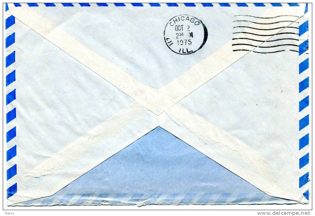 Greece/United States- Cover Posted As Express By Air Mail From Athens [29.9.1975 Type X, Arr.2.10] To Chicago/ Illinois - Cartes-maximum (CM)