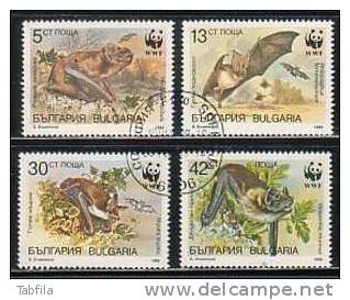 BULGARIA \ BULGARIE - 1989 -WWF - Protection De La Nature - Chauves-souris - 4v  Obl. - Oblitérés