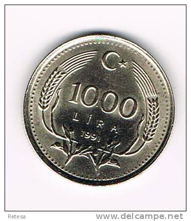 TURKIJE  1000  LIRA   1991 - Turquie