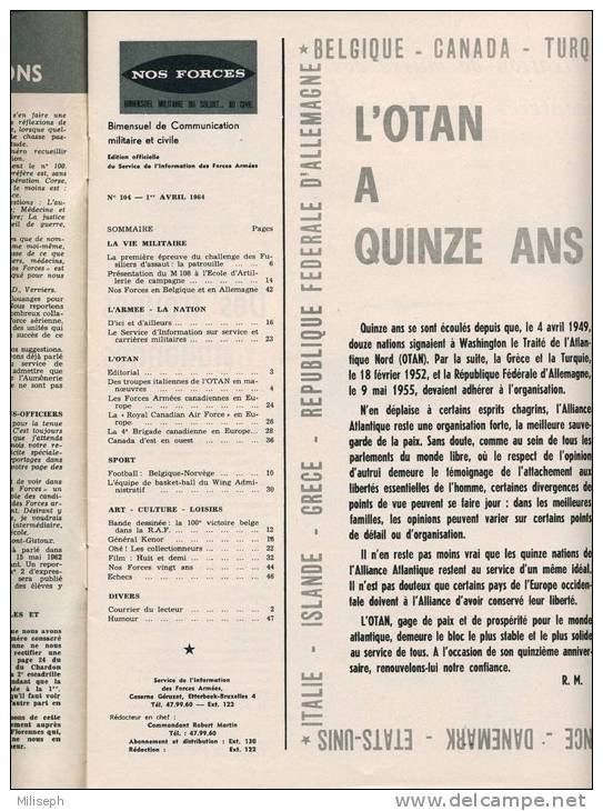 Magazine Militaire Belge - NOS FORCES - N° 104  - 1964   Vedette: Anita EKBERG     (2726) - Französisch