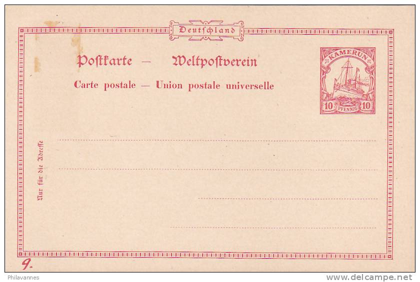 Allemagne Anc. Colonie,  Kamerun  Postkarte ,Min° 9,entier;  10 Pfennig ( 200629/07) - Cameroun