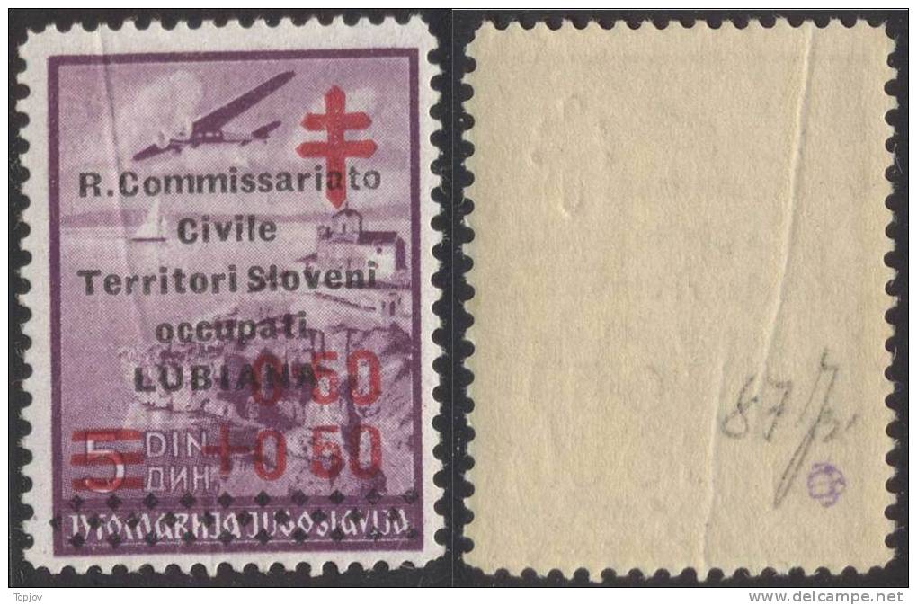 SLOVENIA - LUBIANA - CROCE ROSSA  - TBC - CARTA VERTICALE RICONGIUNTA  - S.  35 - **MNH - Cat. ??? - GRANDE ERRORE - Lubiana