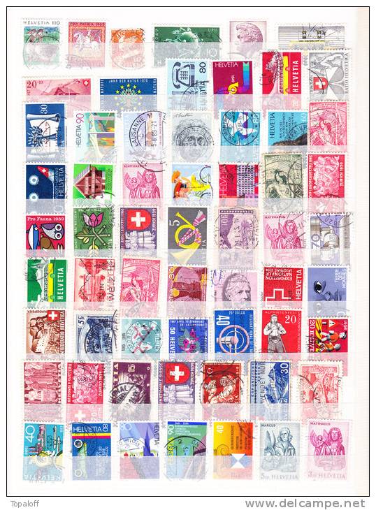 Timbres de Suisse sur pages de classeur