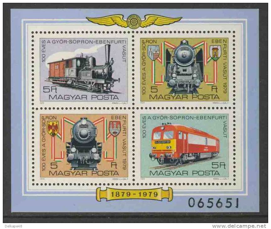 Hungary Ungarn 1979 B139 - Mi 3378 /81 ** Cent. Of Gyor-Sopron-Ebenfurt Railway / Raab-Oedenburg-Ebenfurter Eise - Unused Stamps