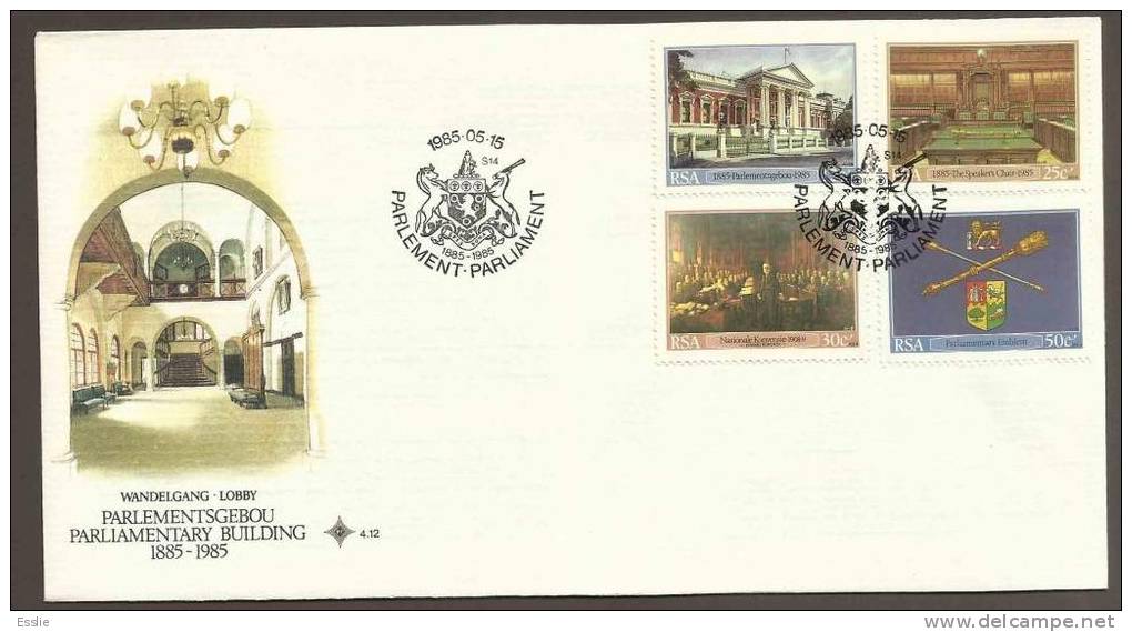 South Africa FDC 4.12 - 1985 Cape Parliament Centenary Architecture, National Symbols - FDC