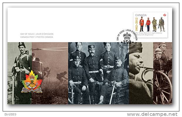 2012 Canada Regiments Military Soldier Infantry Royal Single Stamp 3 FDC - 2011-...