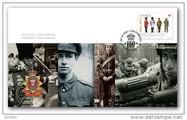 2012 Canada Regiments Military Soldier Infantry Royal Single Stamp 3 FDC - 2011-...